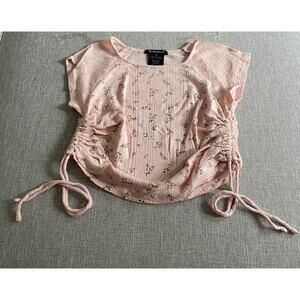 Big Girls Floral Side Ruched Top Size Medium